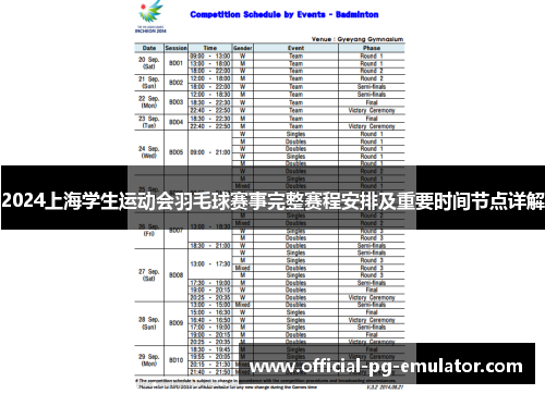 2024上海学生运动会羽毛球赛事完整赛程安排及重要时间节点详解